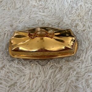 Vintage Gold Electroplated Butter Dish Forman Family Glass‎ Base